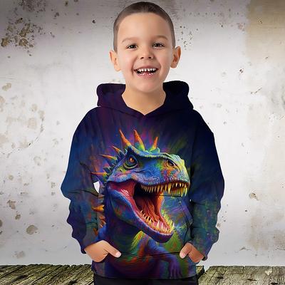 Boys 3D Graphic Animal Dinosaur Hoodie Long Sleeve 3D Print Summer Spring Fall Sports Fashion Streetwear Kids 3-12 Years Outdoor Casual Daily Regular Fit