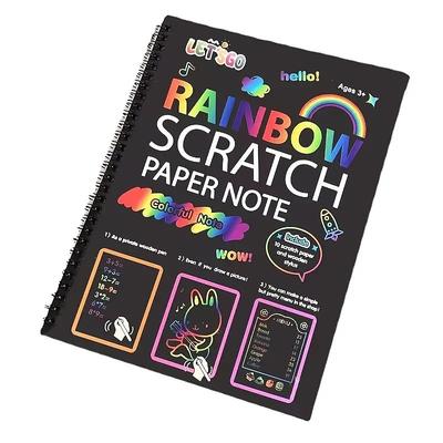 12 Sheets Rainbow Scratch Off Notebooks Arts Crafts Supplies Set Color Drawing Paper Kit For Kids Birthday Game Party Favor Festival Easter Activity Toy