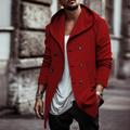 Men's Winter Coat Peacoat Trench Coat Outdoor Daily Wear Fall Winter Polyester Windbreaker Outerwear Clothing Apparel Fashion Streetwear Plain Hooded Double Breasted