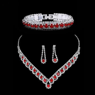 Bridal Jewelry Sets Three-piece Suit Rhinestone 1 Necklace 1 Bracelet Earrings Women's Natural Fashion European Cute Cool Vintage Style Precious Geometric Jewelry Set For Party Wedding Gift / Daily