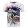 Horses Casual Mens 3D Shirt Brown Summer Cotton Men'S Unisex Tee Graphic Prints Crew Neck Blue Pink Dark Green White Gray 3D Plus Size Daily Short