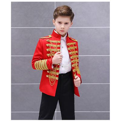 Prince Aristocrat Retro Vintage Rococo Medieval 18th Century Coat Outfits Suit Trousers Boys Kid's Costume Vintage Cosplay Birthday Party / Evening Prom Long Sleeve Coat World Book Day Costumes