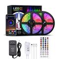 LED Strip Lights Bluetooth Music Sync 40/30/20/10m Color Changing LED Strip 40 Keys Remote Sensitive Built in Mic App Controlled LED Lights 5050 RGB APP Remote Mic 3 Button Switch