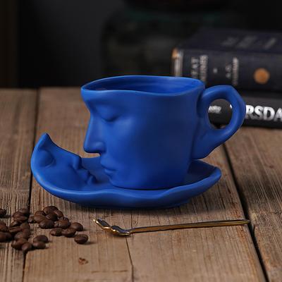 Unique Face Shaped Water Cup With Saucer, Creative Coffee Cup Set, Microwave And Dishwasher Safe