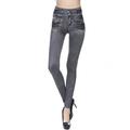 Women's Leggings Faux Denim Plain Full Length Stretchy High Waist Fashion Casual Weekend Black Blue S M