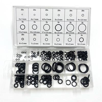 225Pcs Rubber O-Ring Washer Seals Assortment Black For Car 18 Sizes