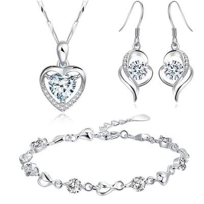 Ocean Heart Bracelet Love Heart Necklace Pendant With You in Heart Earrings Set Women's Jewelry