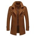 Men's Winter Coat Wool Coat Overcoat Business Casual Spring Winter Autumn Wool Windproof Warm Outerwear Clothing Apparel Active Chic Modern Solid Colored Rolled collar