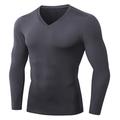 Men's Compression Shirt Running Shirt Long Sleeve Tee Tshirt Athletic Athleisure Winter V Neck Fleece Thermal Warm Breathable Quick Dry Fitness Gym Workout Running Sportswear Activewear Solid Colored