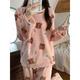 Women's Fleece Pajamas Sets Fluffy Fuzzy Warm Pajama Fruit Bear Plush Casual Comfort Home Daily Bed Coral Fleece Coral Velvet Warm Crew Neck Long Sleeve Pant Fall Winter Black bow Peach Pink