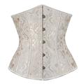 Women's Lace Up Boned Underbust Corset Jacquard Brocade Waist Training Bustier Lingerie Rococo Retro Vintage