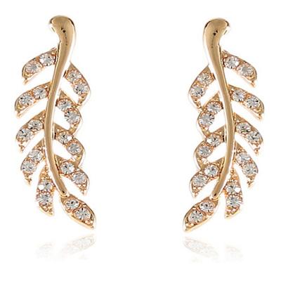 1 Pair Stud Earrings Ear Climbers For Women's Cubic Zirconia Wedding Work Daily Alloy Leaf dress to impress 2025