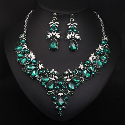 Bridal Jewelry Sets 1 set Crystal Rhinestone Alloy 1 Necklace Earrings Women's Statement Colorful Cute Fancy Flower irregular Jewelry Set For Party Wedding