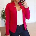 Women's Blazer Open Front Stand Collar Jacket Fall Pink Office Business Slim Fit Coat Fashion Outerwear Long Sleeve Black