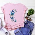 Women's T shirt Tee Cotton 100% Cotton Butterfly Home Daily Date T-shirt Sleeve Black White Dark Pink Print Basic Short Sleeve Basic Round Neck Regular Fit Summer