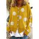 Women's Cardigan Knitted Button Print Floral Daisy Stylish Basic Casual Long Sleeve Regular Fit Sweater Cardigans Open Front Fall Winter Spring Blue Black Gray / Going out