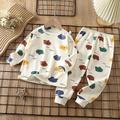 Kids Boys 2 Pieces Pajama Set Long Sleeve DeRong Suit-Manhua Car DeRong Suit-Xiongtou No. 2 DeRong Suit-White Bear Head Graphic Cartoon Crewneck Spring Fall Adorable Home 7-13 Years