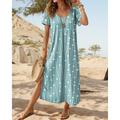 Women's Casual Dress T Shirt Dress Tee Dress Summer Dress Floral Split Print Crew Neck Long Dress Maxi Dress Date Short Sleeve Summer