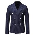 Men's Casual Blazer Regular Regular Fit Pinstripe Blazer Black Navy Blue Gray 2024