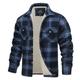 Men's Shirt Jacket Shacket Flannel Fleece Jacket Outdoor Daily Wear Warm Button Pocket Fall Winter Color Block Fashion Streetwear Lapel Regular Black Navy Blue Green Khaki Claret-red Jacket