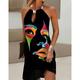 Women's Shift Dress Sundress Mini Dress Black Sleeveless Abstract Print Summer Spring Halter Neck Fashion Vacation Summer Dress Spring Dress 2023 S M L XL 2XL 3XL