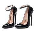 Women's Heels Pumps Ladies Shoes Valentines Gifts Dress Shoes Stilettos Party Valentine's Day Work Solid Color Stiletto Pointed Toe Sexy Casual Patent Leather Buckle Black Red