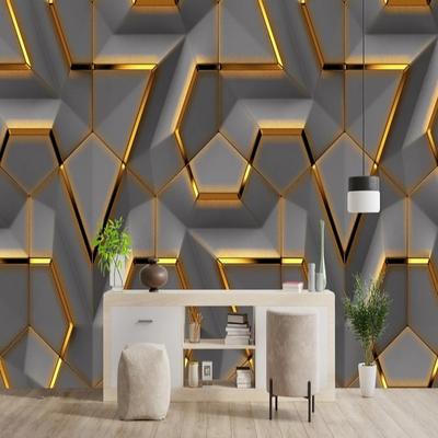 Cool Wallpapers Wall Mural 3D Wallpaper Geometric Abstracte Wall Sticker Covering Print Peel and Stick Removable PVC/Vinyl Material Self Adhesive/Adhesive Required Wall Decor for Living Room Bedroom