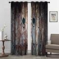 Farmhouse Curtain 2 Panels,Barn Wood Door Curtain Drapes For Living Room Bedroom,Grommet/Eyelet Curtain for Kitchen Door Window Treatments Room Darkening