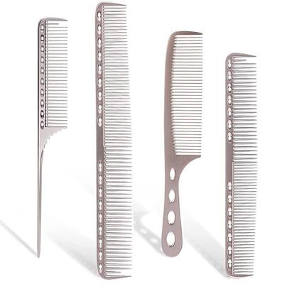 4pcs Professional Stainless Steel Comb Space Aluminum Comb For All Hair Types Hair Styling Comb Fine Cutting Comb Rat Tail Comb Detangling Comb