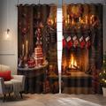 Farmhouse Curtain 2 Panels,Barn Wood Door Curtain Drapes For Living Room Bedroom,Grommet/Eyelet Curtain for Kitchen Door Window Treatments Room Darkening