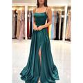 A-Line Prom Dress Red Green Dresses Empire Dress Red Green Dress Formal Prom Floor Length Sleeveless Sweetheart Imitation Silk Backless with Pleats 2024