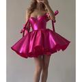 A-Line Homecoming Dresses Corsets Dress Holiday Graduation Short / Mini Sleeveless Spaghetti Strap Pink Dress Satin with Bow(s) 2024