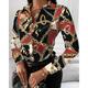 Women's Shirt Blouse Chains Print Casual Button Print Black Long Sleeve Fashion Shirt Collar Spring Fall