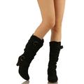Women's Boots Strappy Heels Plus Size Heel Boots Party Work Daily Solid Color Knee High Boots Winter Stiletto Heel Round Toe Vintage Fashion Casual Suede Zipper Light Brown Black Brown
