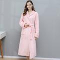Women's Bathrobe Robes Gown Nighty 1 PCS Pure Color Warm Comfort Plush Robe Xmas Home Christmas Street Fleece Warm Lapel Long Sleeve Basic Belt Included Fall Winter White Pink