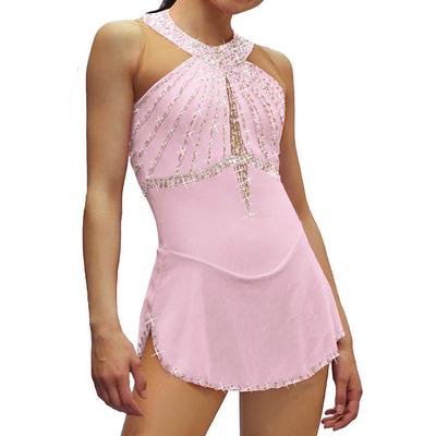 Figure Skating Dress Women's Girls' Ice Skating Dress Black White Pink Open Back Mesh Spandex High Elasticity Training Competition Skating Wear Crystal / Rhinestone Sleeveless Ice Skating Figure