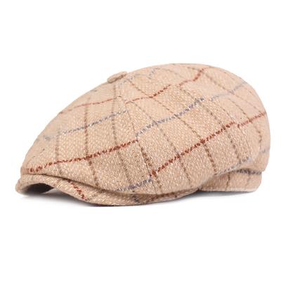 Men's Beret Hat Newsboy Hat Tweed Cap Beige Coffee Polyester Streetwear Stylish 1920s Fashion Outdoor Daily Going out Lattice Sunscreen