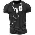 Blue Round Neck T shirt Tee Graphic Tee Casual Style Classic Style Graphic Prints Crew Neck Clothing Apparel Headphones Outdoor Street Short Sleeve Print Fashion