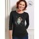 100% Cotton Owls Print Women's Casual Daily T shirt Long Sleeve Crew Neck T shirt