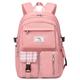 Men's Women's School Bag Bookbag Commuter Backpack School Traveling Solid Color Oxford Cloth Adjustable Large Capacity Waterproof Buttons Zipper Black Pink Purple