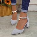 Women's Heels Pumps Sandals Valentines Gifts Dress Shoes Block Heel Sandals Office Daily Solid Color Imitation Pearl High Heel Chunky Heel Pointed Toe Elegant Fashion Cute Faux Suede Buckle Black Gray