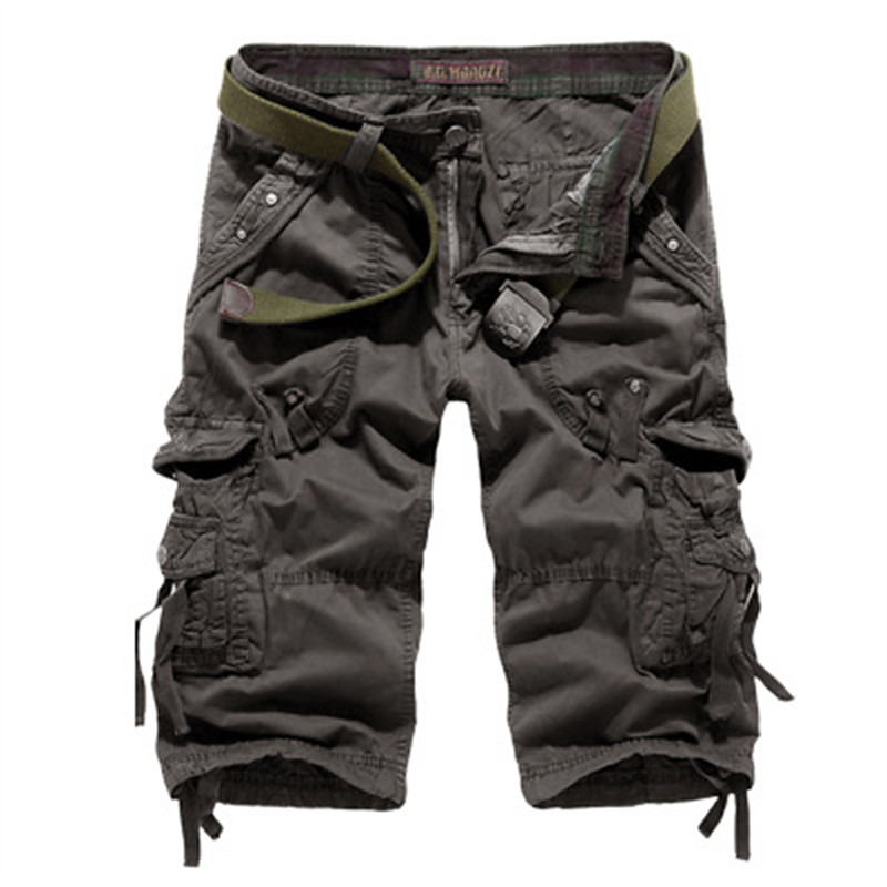 Men's Capri shorts Capri Pants Cargo Shorts Hiking Shorts Pocket Plain Comfort Wearable Calf-Length Casual Daily Work Fashion Streetwear Khaki Red