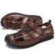 Men's Sandals Leather Sandals Beach Slippers Outdoor Hiking Sandals Handmade Shoes Upstream Shoes Casual British Beach Outdoor Daily Leather Mesh Breathable Magic Tape Light Yellow Red Brown Black
