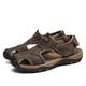 Men's Sandals Leather Sandals Sporty Sandals Outdoor Hiking Sandals Sports Sandals Water Shoes Casual Beach Daily Nappa Leather Breathable Magic Tape Dark Brown Black Brown Summer Spring