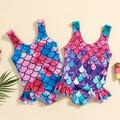 Toddler Girls' Swimsuit Outdoor Solid Color Adorable Bathing Suits 3-7 Years Summer Multicolor