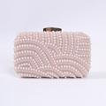 Women's Clutch Evening Bag Wristlet Clutch Bags PU Leather Party Christmas Bridal Shower Pearls Crystals Chain Large Capacity Durable Solid Color Silver Black Champagne