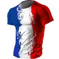 Flag Mens 3D Shirt For France Blue White Red Summer Cotton Men'S Tee Graphic National Crew Neck Clothing Apparel 3D Print Outdoor Casual Short Sleeve Fashion Designer