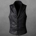 Men's Suede Vest Wedding Street Holiday Going out Vintage Style Casual Fall Winter Pocket Suede Warm Pure Color Single Breasted V Neck Regular Fit Black Brown Vest