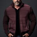 Men's Cardigan Sweater Zip Sweater Chunky Cardigan Ribbed Knit Cropped Pocket Knitted Color Block Stand Collar Warm Ups Modern Contemporary Casual Daily Wear Clothing Apparel Fall Winter Black Red S