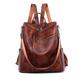 Vintage Studded Decor Zipper Backpack Women's Faux Leather Two-way Shoulder Bag For Work